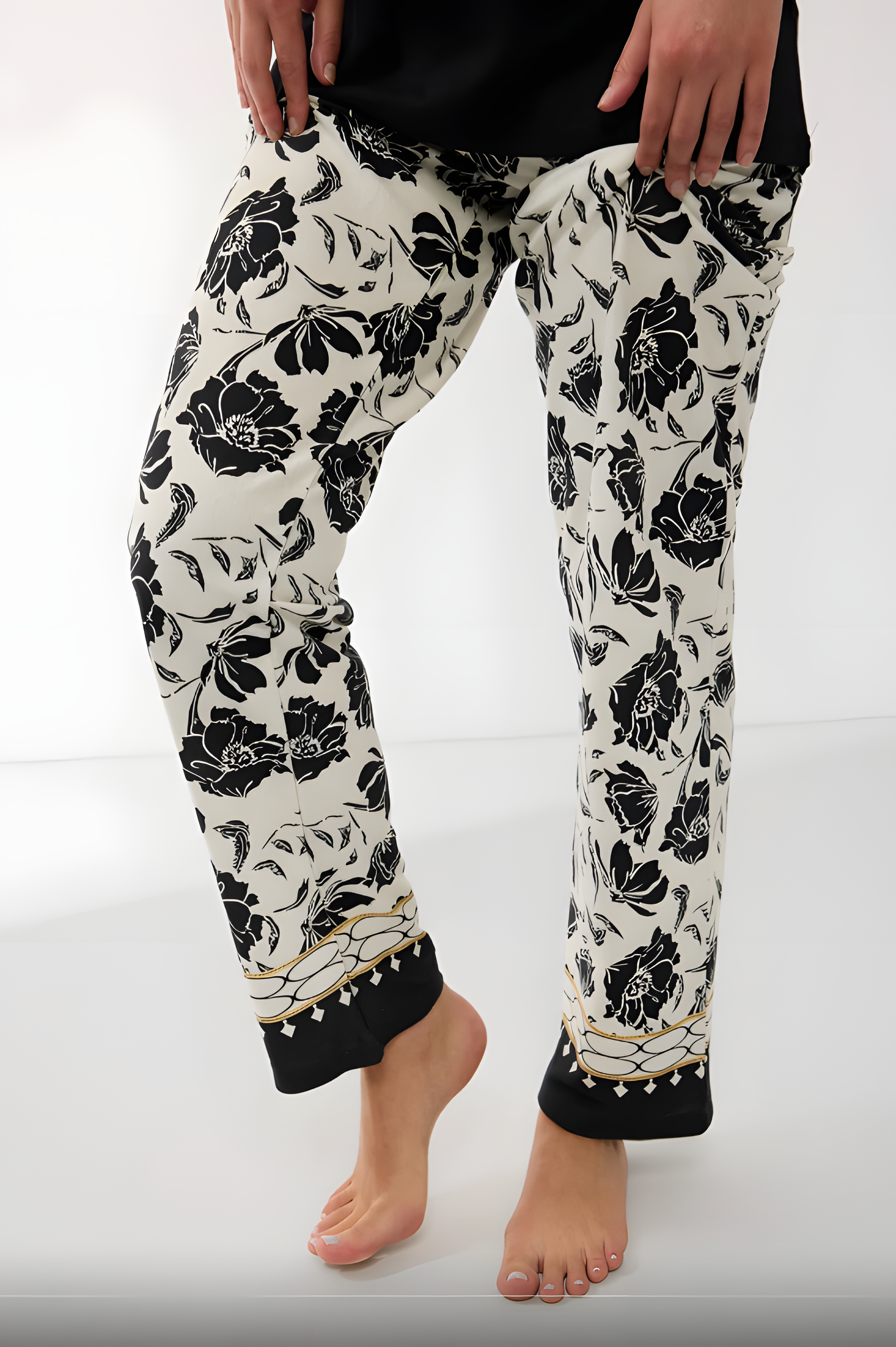 Monochrome Border Tencel Pijama Takımı