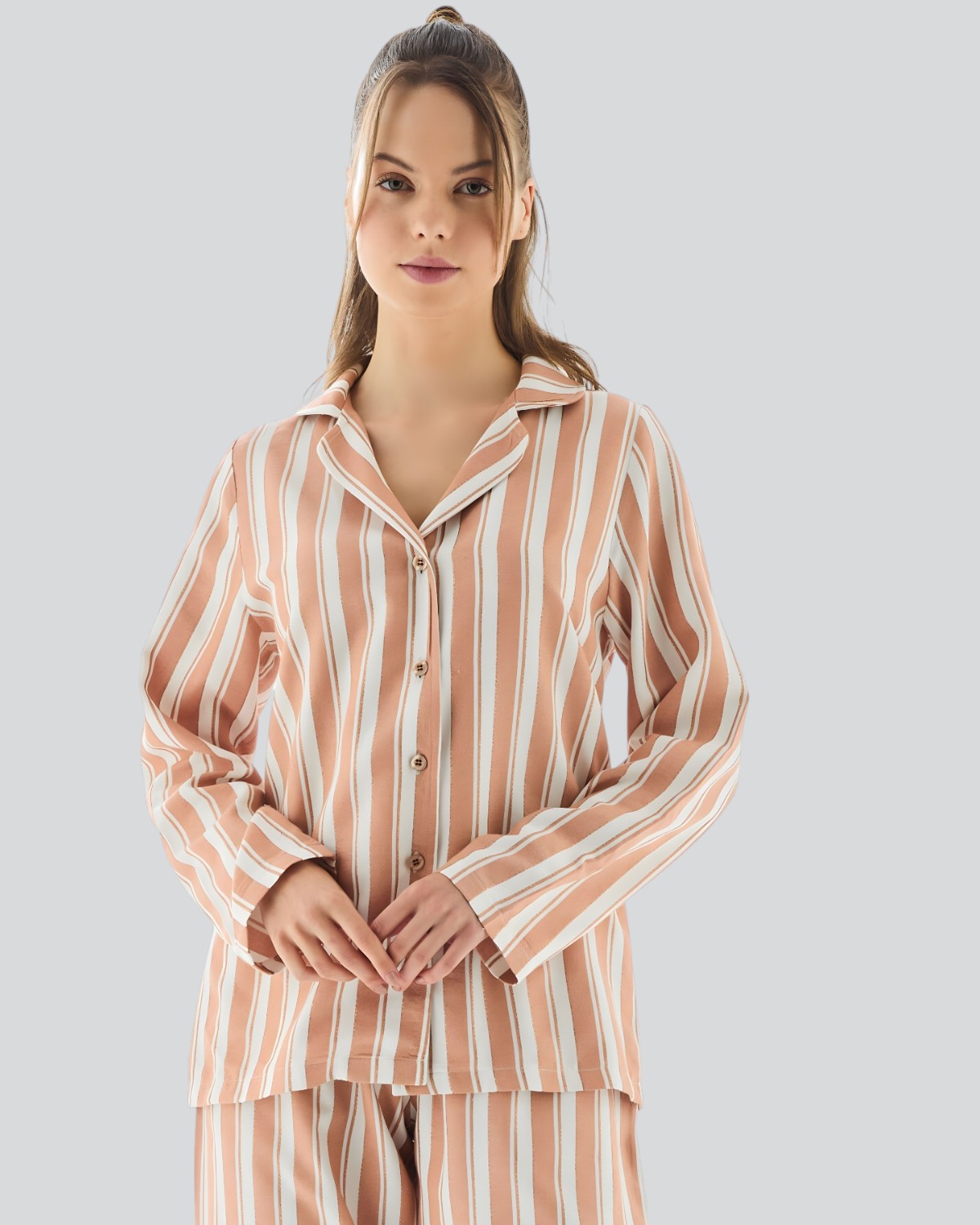 Pastel Stripe Viskon Pijama Takımı