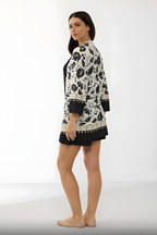 Monochrome Border Tencel Şortlu Pijama Takımı