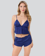 Signature Back-Tie Saten Şortlu Büstiyer Takımı