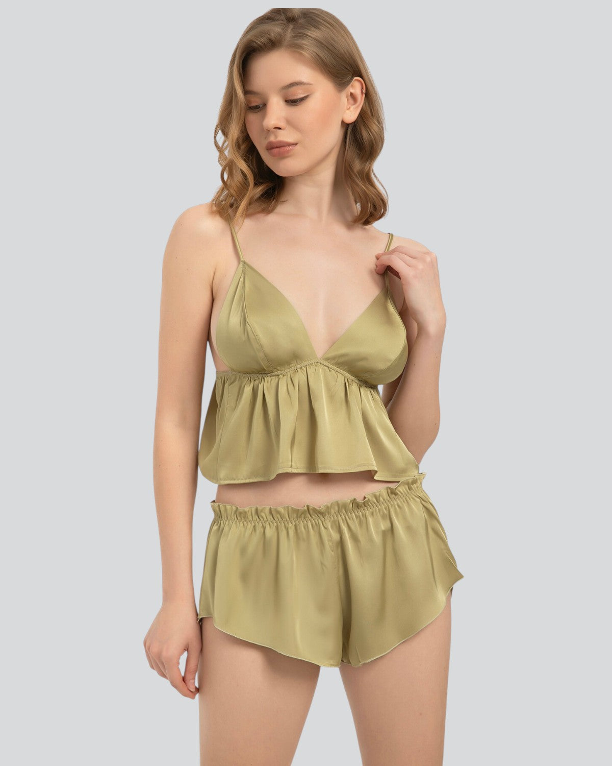 Signature Back-Tie Saten Şortlu Büstiyer Takımı