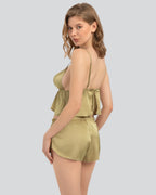 Signature Back-Tie Saten Şortlu Büstiyer Takımı