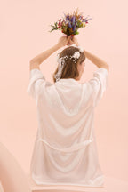 Ekru Bride Saten Sabahlık