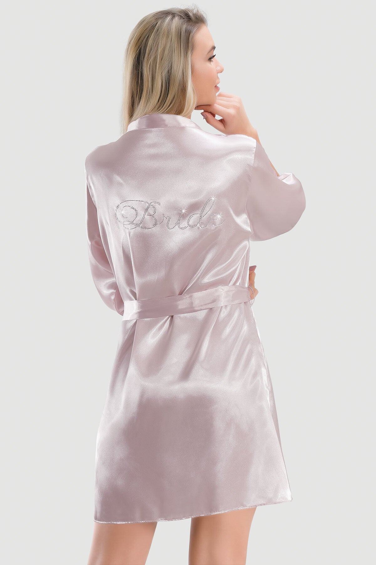 Pudra Bride Saten Sabahlık