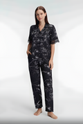 Midnight Orchid Lace Trim Pijama Takımı