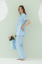 Serena Pure Soft Sky Blue Uzun Pijama Takımı