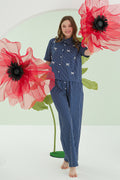 Navy Pinstripe Bow Pijama Takımı
