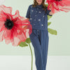 Navy Pinstripe Bow Pijama Takımı