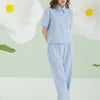 Sky Pinstripe Bow Pijama Takımı