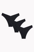 Noir V-Shape Lazer Kesim 3'lü Brazilian Külot