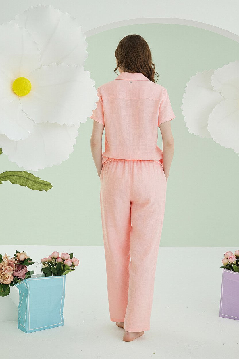Serena Pure Powder Pink Uzun Pijama Takımı