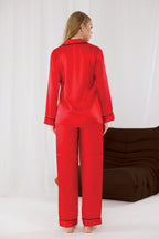 Ruby Piping Saten Pijama Takımı