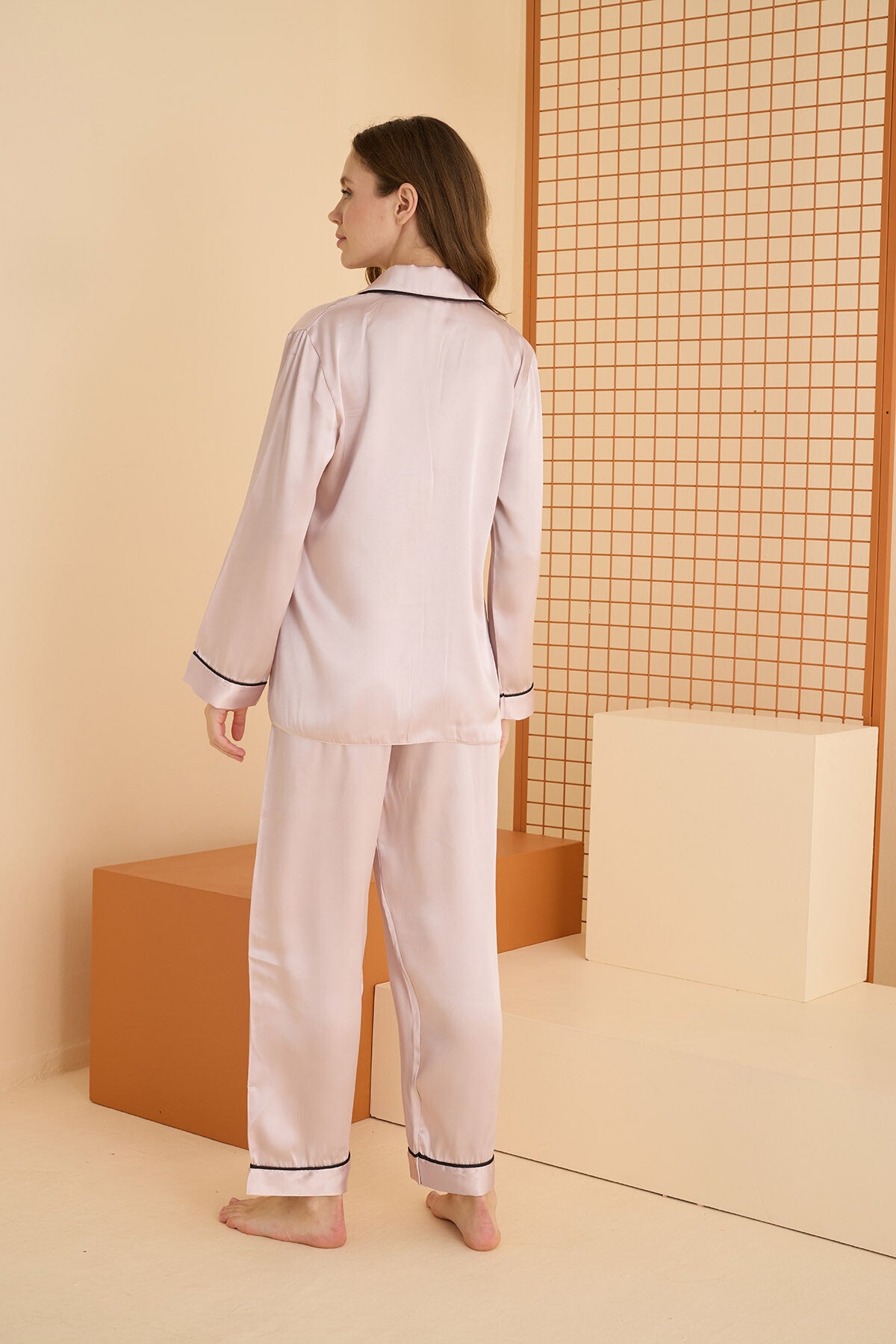Blush Piping Saten Pijama Takımı