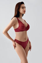 Amour Lace Burgundy Desteksiz Sütyen Külot Takımı