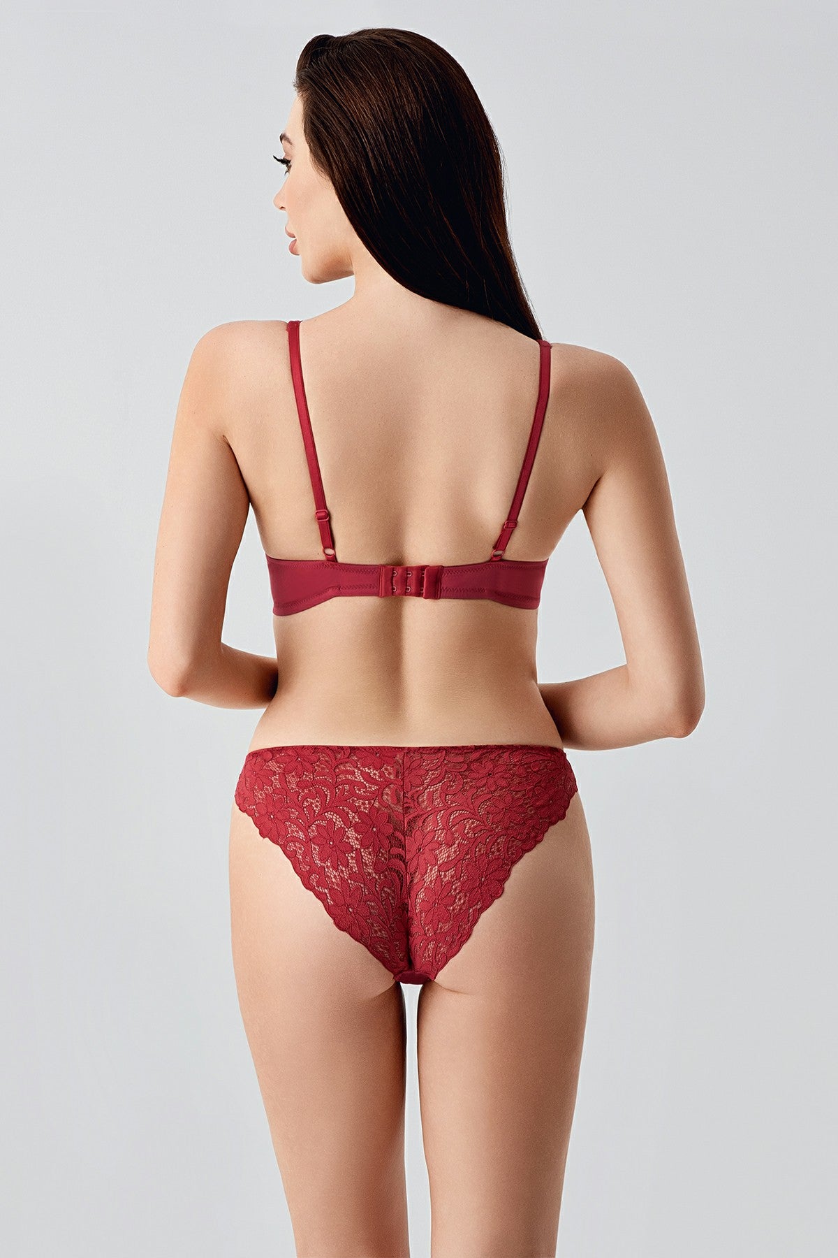 Amour Lace Burgundy Desteksiz Sütyen Külot Takımı