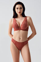 Amour Lace Terracotta Desteksiz Sütyen Külot Takım