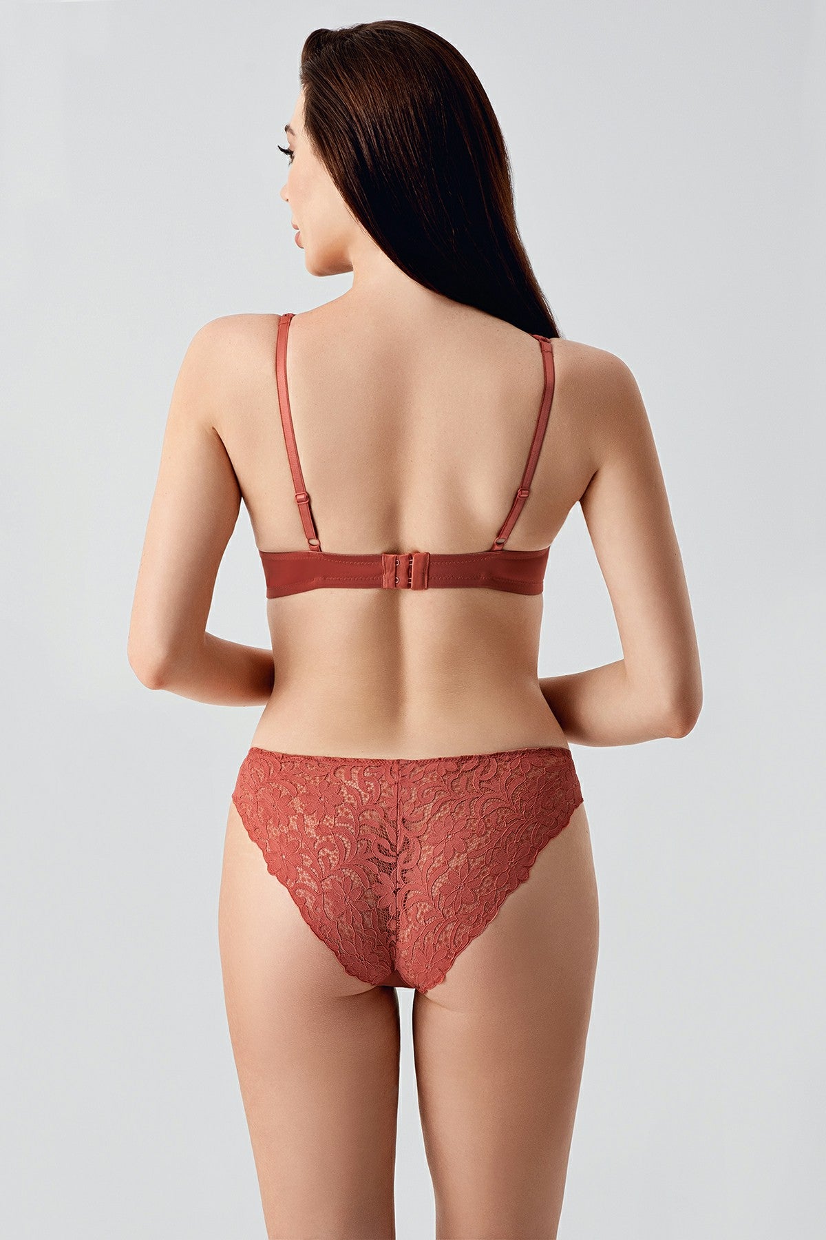 Amour Lace Terracotta Desteksiz Sütyen Külot Takım