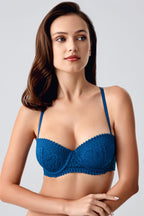 Sienna Petrol Mavisi Dantelli Push-Up Sütyen