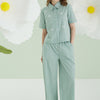 Sage Pinstripe Bow Pijama Takımı